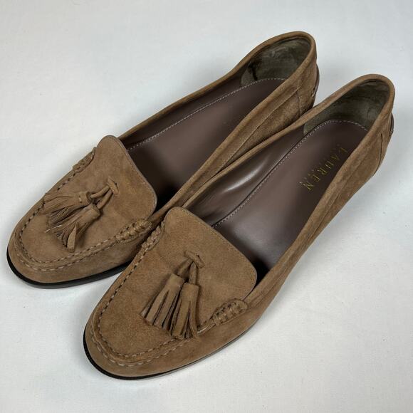Lauren Ralph Lauren Suede Loafers Women's 9.5 Pomona Tassel Academia Preppy - Picture 1 of 10